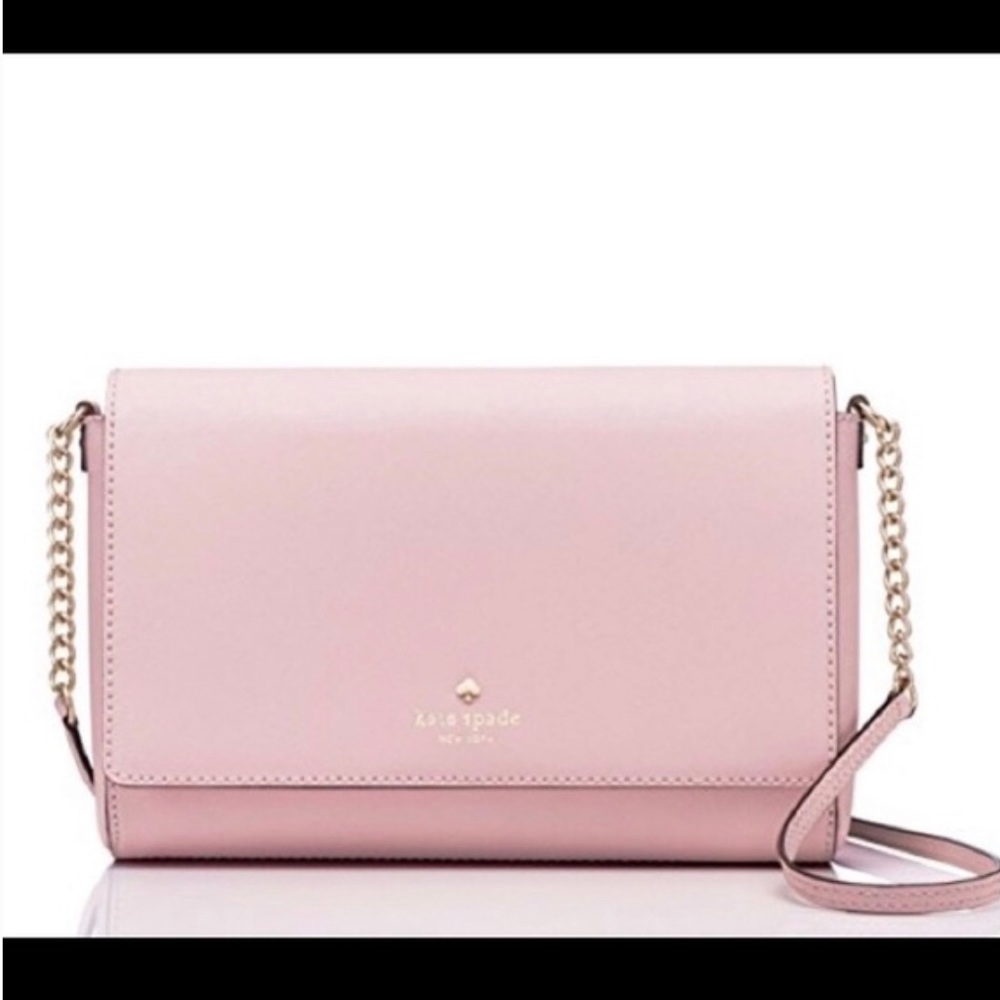 KATE SPADE Charlotte Street Alek Flap Crossbody Blush Pink Leather